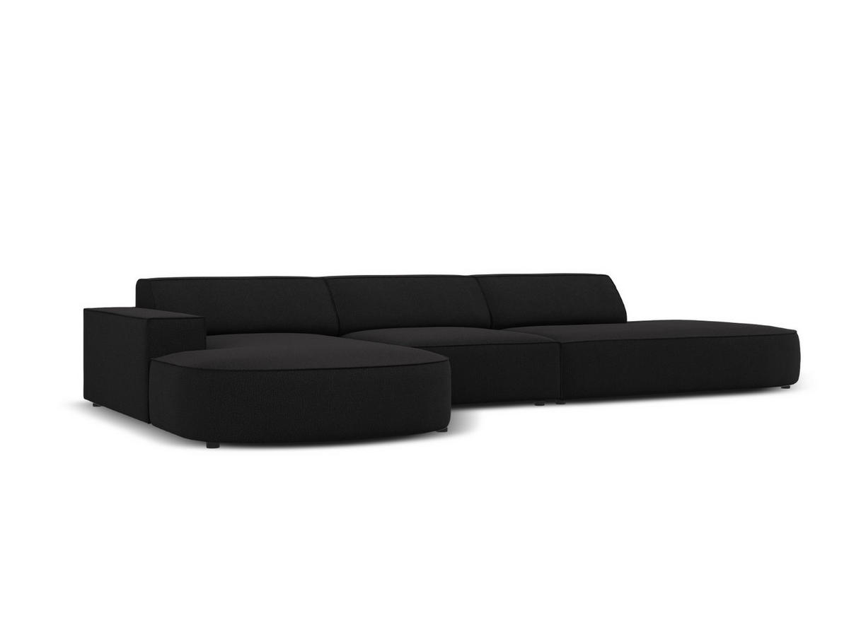 ECKSOFA links Jodie aus strukturiertem Stoff schwarz 4 Sitzplätze - Schwarz, Textil (166/342cm) - Micadoni