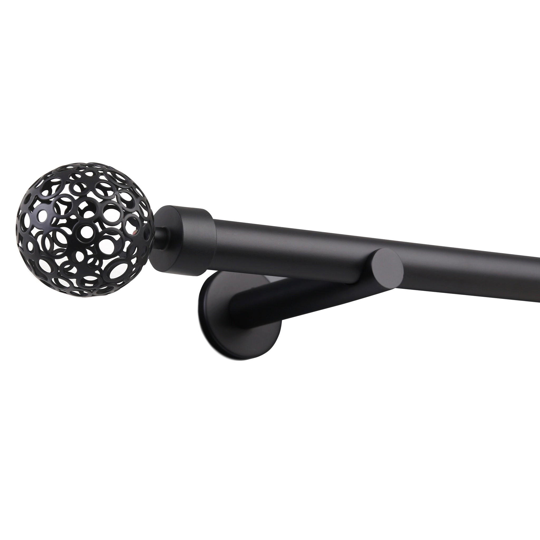 GARDINENSTANGE 1-Lauf Kugel - Schwarz, Metall (90cm) - Deco-Raum