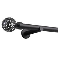 GARDINENSTANGE 1-Lauf Kugel - Schwarz, Metall (60cm) - Deco-Raum