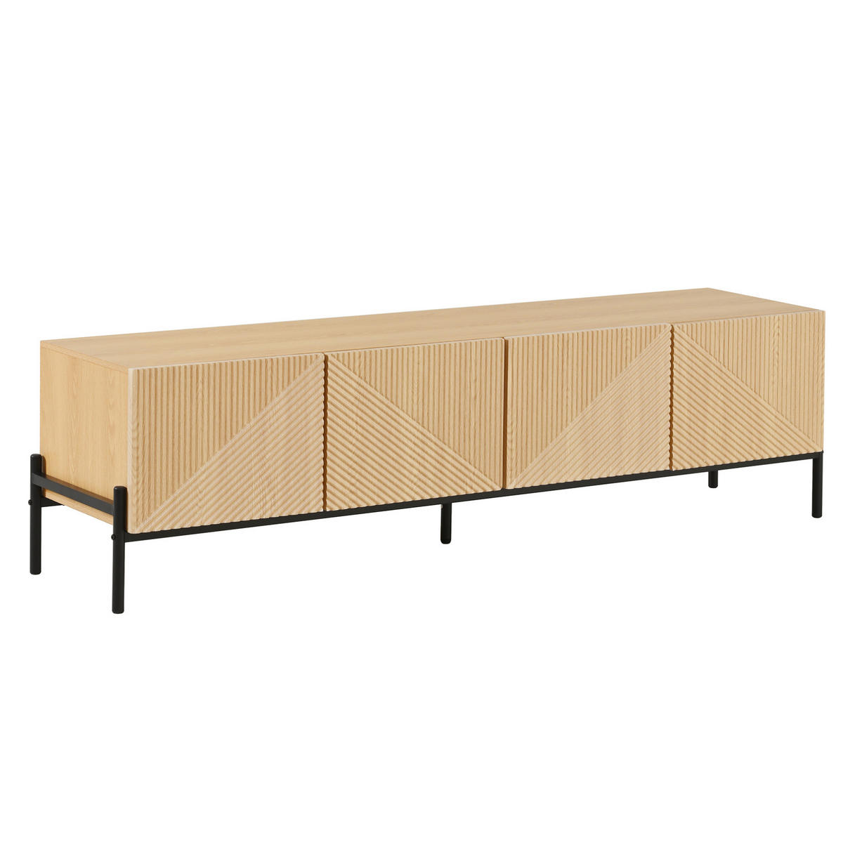 TV-LOWBOARD 163,5/40/45 cm mit 4 Türen, Push-to-Open und Kabeldurchlässen, Natur - Hellbraun, Holzwerkstoff (163.5/45/40cm) - Redom