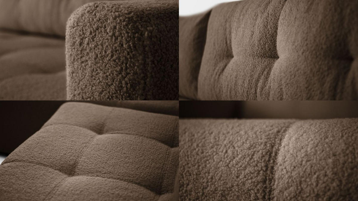 ECKSOFA VIENNA Stil Bettkasten und Funktionalität Bouclé Braun Links - Braun, Holz (143/261cm) - Kaiser Möbel