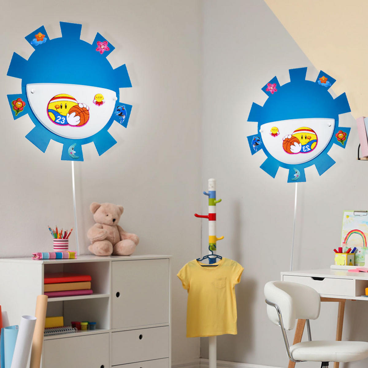 LED WANDLEUCHTE Stahl Blau - Blau, Glas (35/8/35cm)