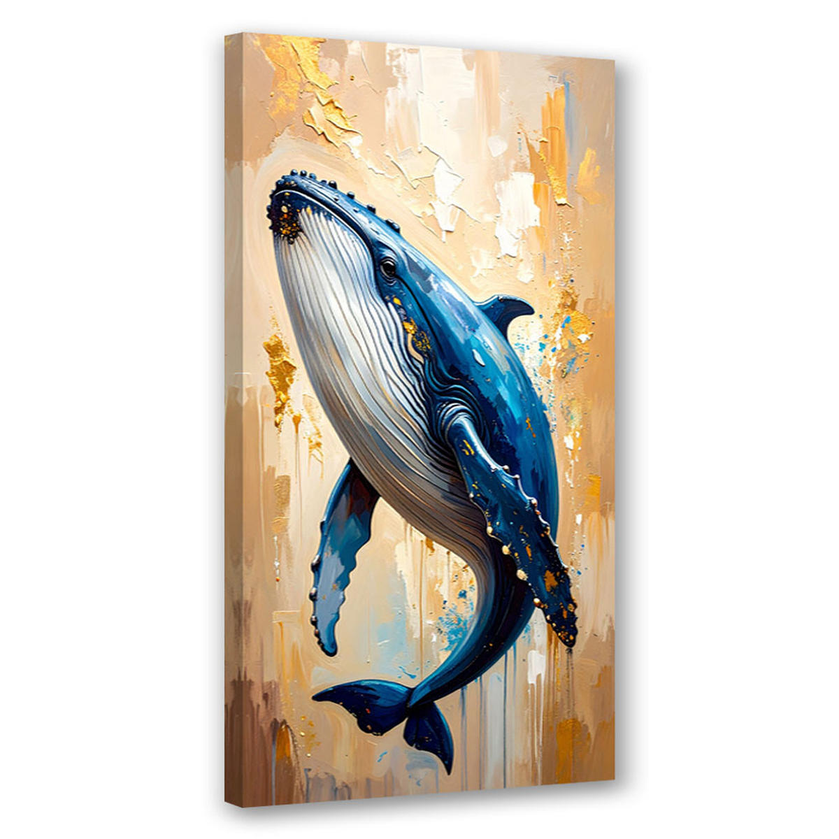 LEINWANDBILD Wal Säugetiere Meerestiere 50x100cm - Blau, Textil (50/100cm) - Feeby