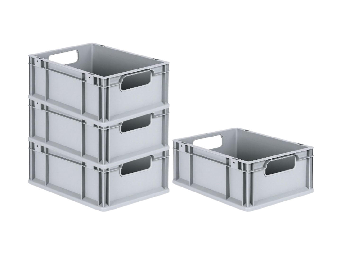 EUROBOX 4x Nextgen Economy Griffe Offen 17x30x40cm 16 Liter - Grau, Kunststoff (30/17/40cm) - PROREGAL