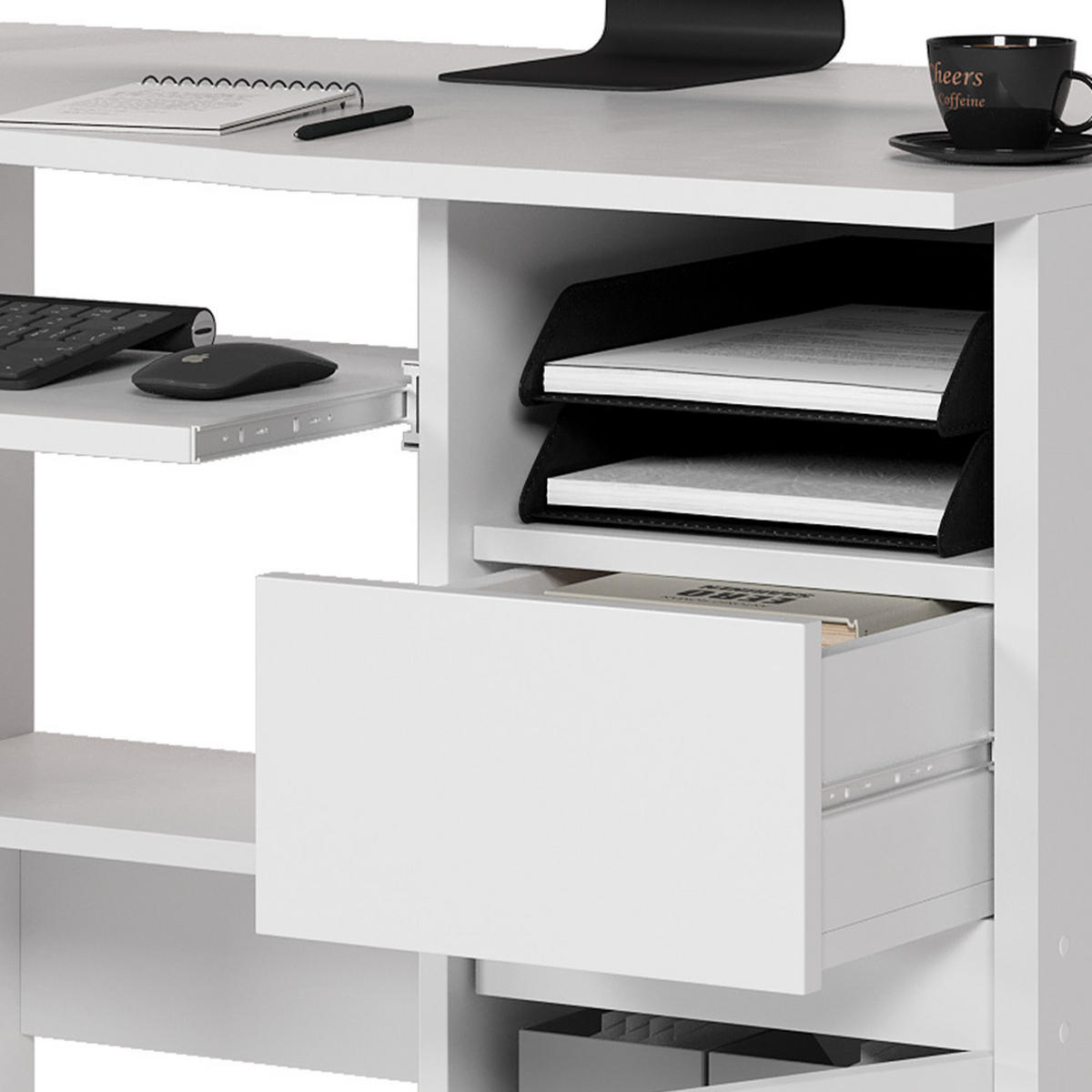 SCHREIBTISCH Polo Weiß 91 x 59 cm - Weiß, Holzwerkstoff (59/91/77cm) - Vicco