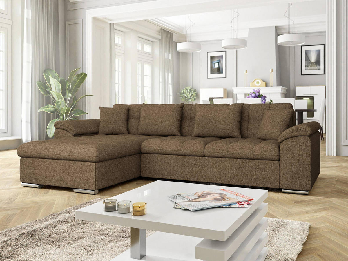 ECKSOFA Diana, Seite: Links - Nussbaumfarben, Holz/Textil (280/160cm) - MIRJAN24