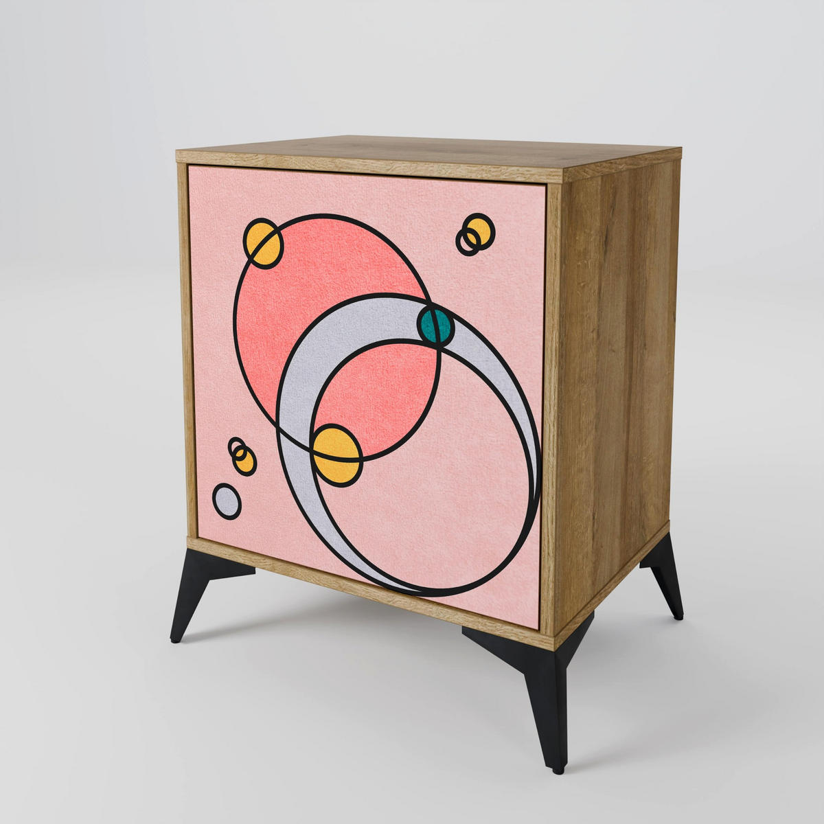 SIDEBOARD GOSSAMER ECHOES, Eichefarben, 57,5x42x75,5 cm, Goldfarbene Metallfüße - Eichefarben/Goldfarben, Holzwerkstoff/Metall (57.5/75.5/42cm) - SpaceRebels