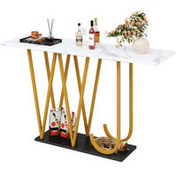 BEISTELLTISCH in Weiß mit Tischplatte in Marmoroptik für Küche und Esszimmer, B120/T29,5/H80 cm - Weiß, Holzwerkstoff/Metall (29.5/120/80cm) - STILVORA