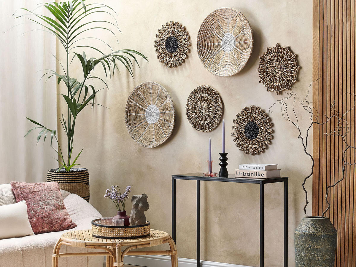 DECORAȚIUNE DE PERETE iarbă de mare naturală Pintano - culoare naturală, materiale naturale (50/50/50cm) - Beliani
