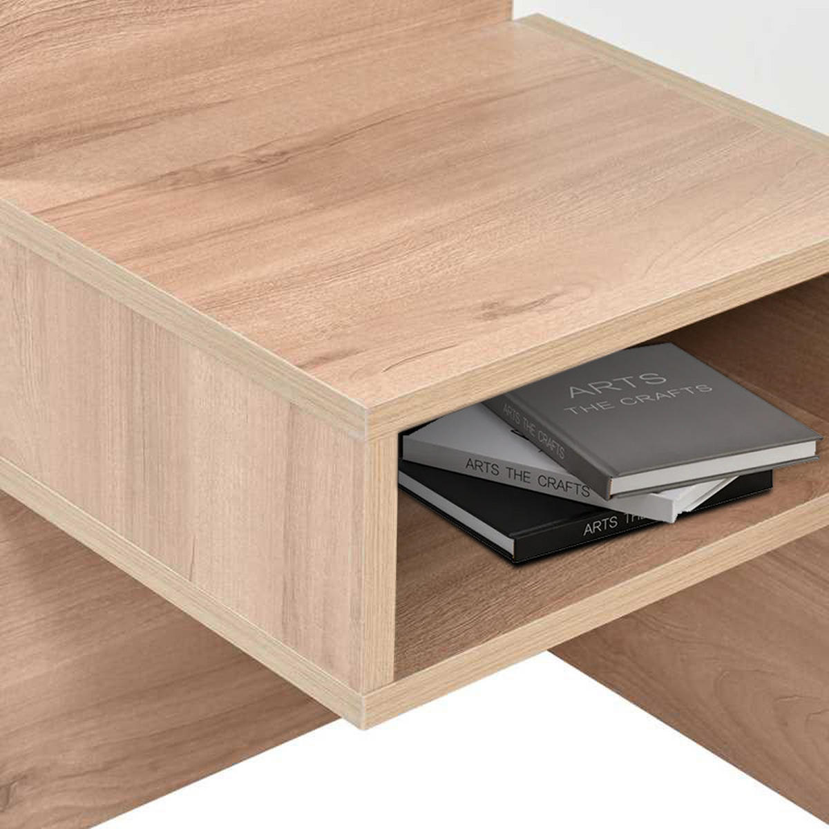 HOLZBETT 180/200 cm DE-00901, in Weiß & Eiche, 2 Nachttischen und 2 Schubladen - Weiß, Holz (180/200cm) - ComfortXL