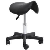 ROLLHOCKER, Höhenverstellbarer, Schwarz - Schwarz, Leder (38/55/35cm) - HOMCOM