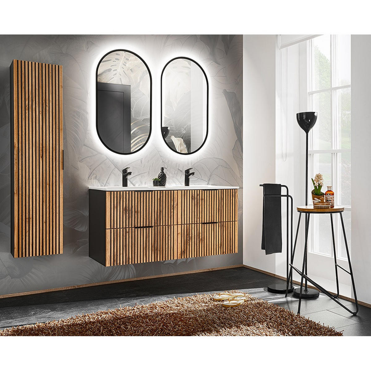 BADMÖBEL-SET 4-TLG. Xanten-56 - Braun, Holzwerkstoff (185/200/46cm) - Lomado