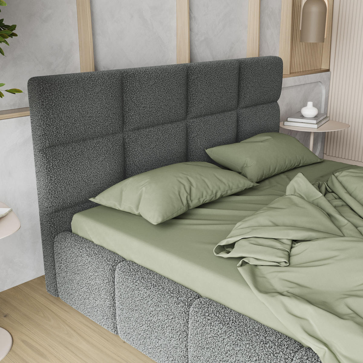 POLSTERBETT COMO 160x200 cm mit Bettkästen - Grau - Grau, Holz (160/200cm) - MASSENO