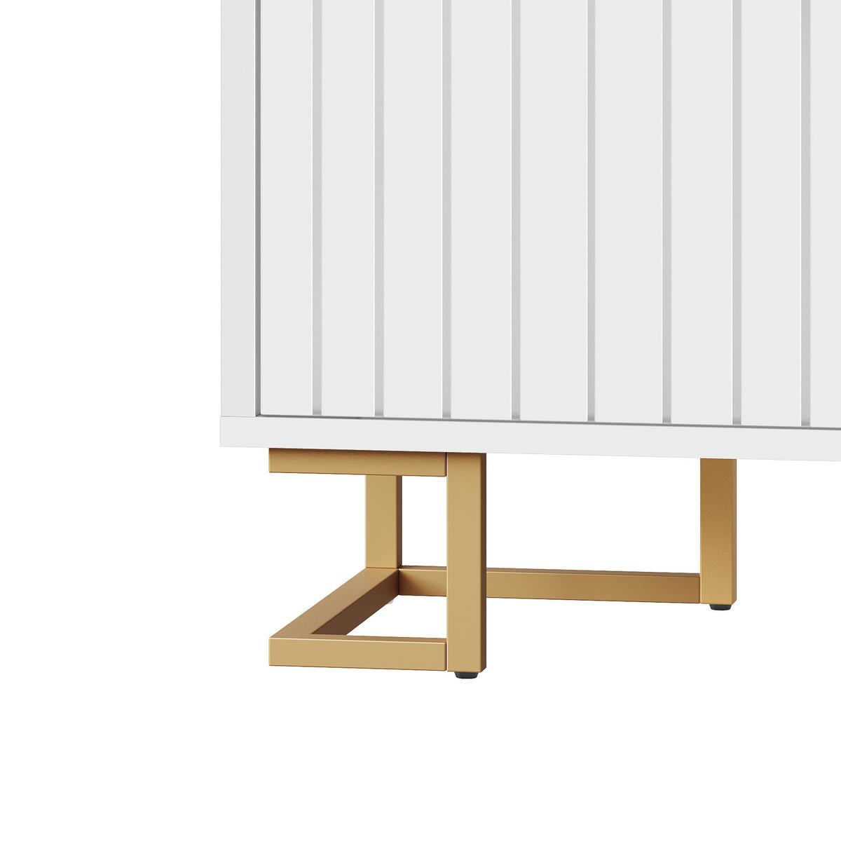 SIDEBOARD Weiß, 4 Türen mit Innenfächern, strukturierten Fronten und goldfarbenem Gestell, 152/40/75 cm - Weiß, Holzwerkstoff (152/75/40cm) - WISHDOR