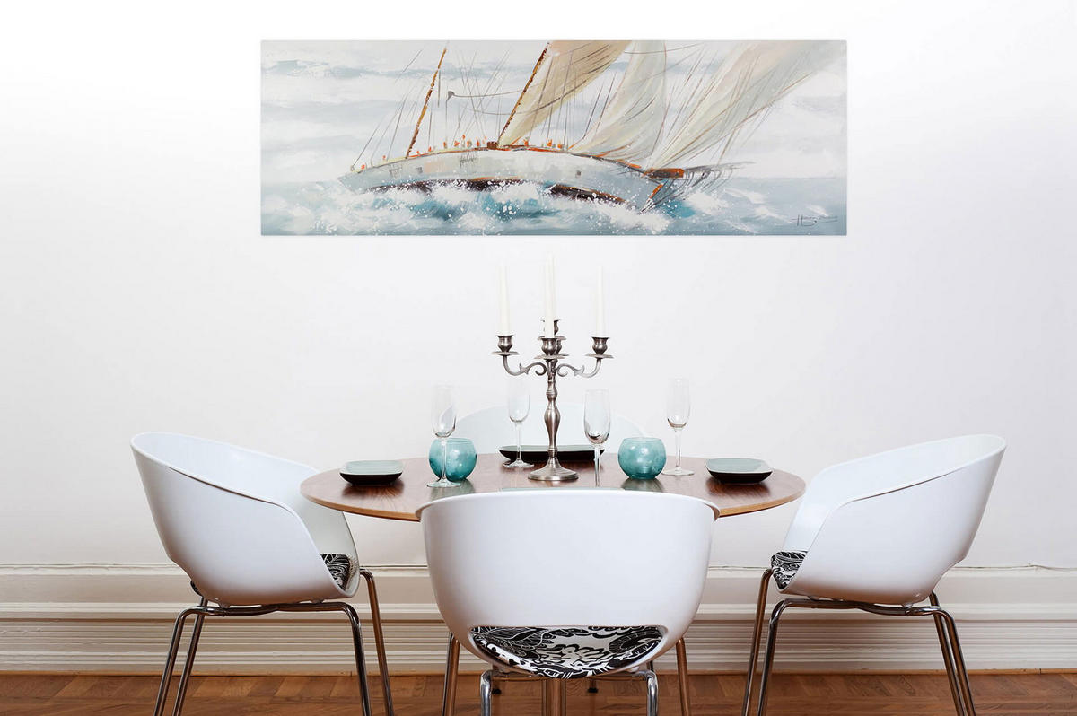 ÖLGEMÄLDE 150/50 cm - Weiß, Holz/Textil (2/50cm) - KUNSTLOFT
