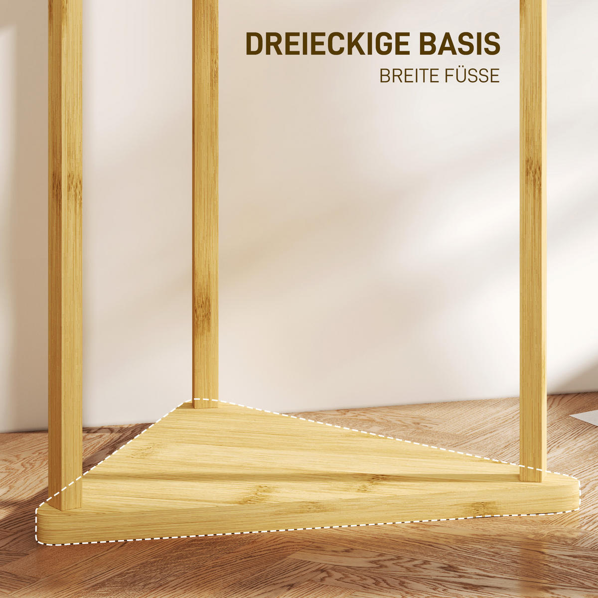 GARDEROBENSTÄNDER, Kleiderständer mit 9 Haken, 3 Ebenen, Jackerständer für Hüte - Naturfarben, Holzwerkstoff (45/170/45cm) - HOMCOM