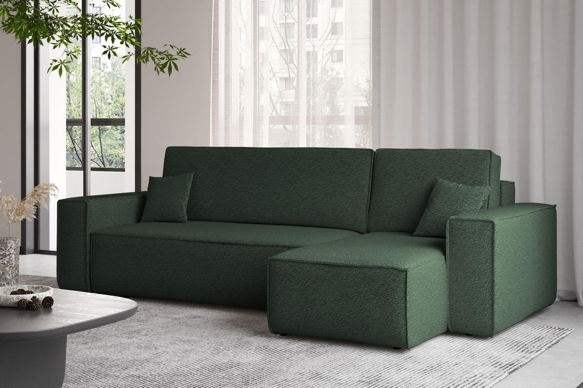 ECKSOFA Mit Schlaffunktion Und Bettkasten L-Form BEST Stoff Abriamo Dunkelgrün Rechts - Dunkelgrün, Holz/Textil (244/142cm) - Kaiser Möbel