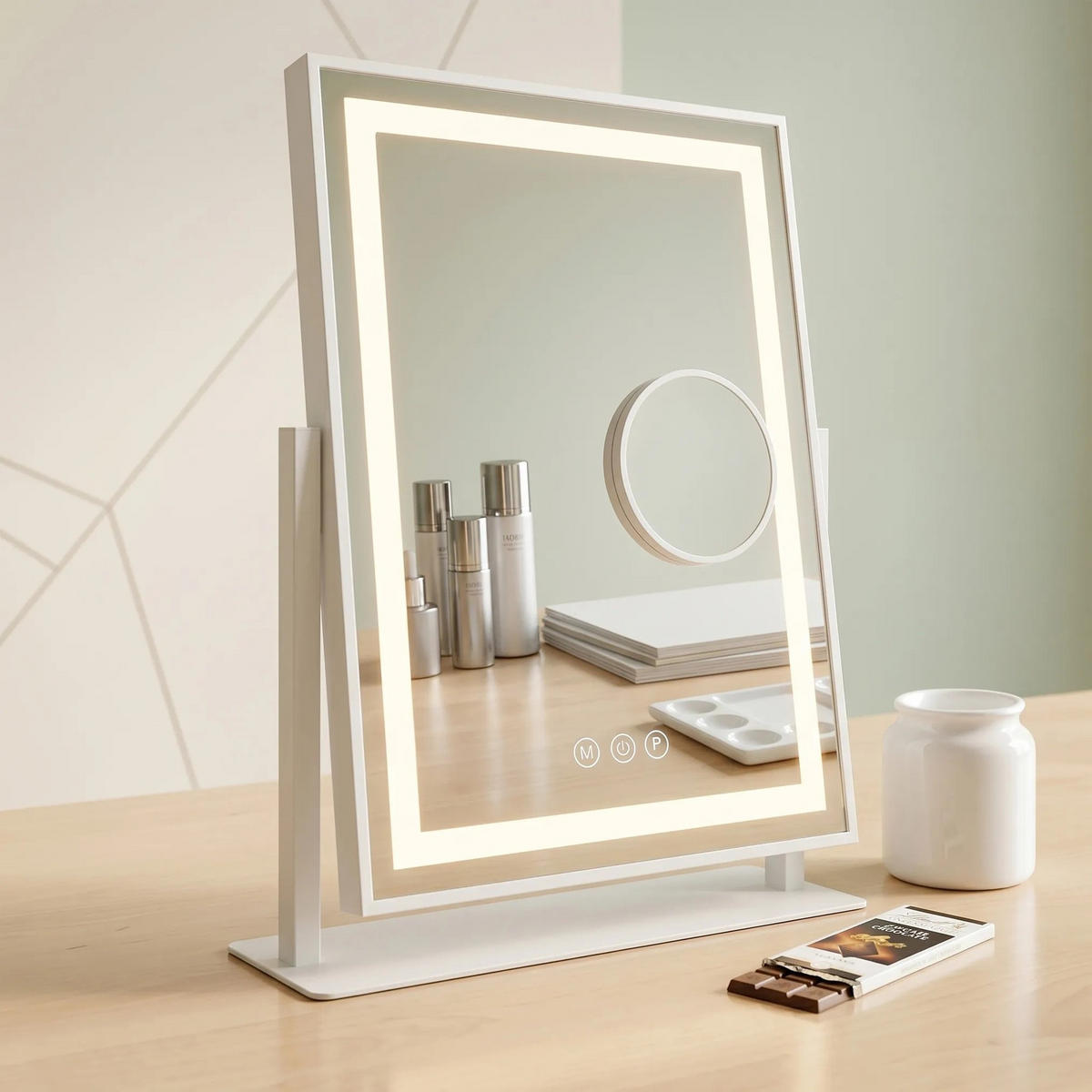 SPIEGEL Rea Led Lumi White 30x40cm - Weiß, Metall (36.5/47.5/8.5cm) - REA