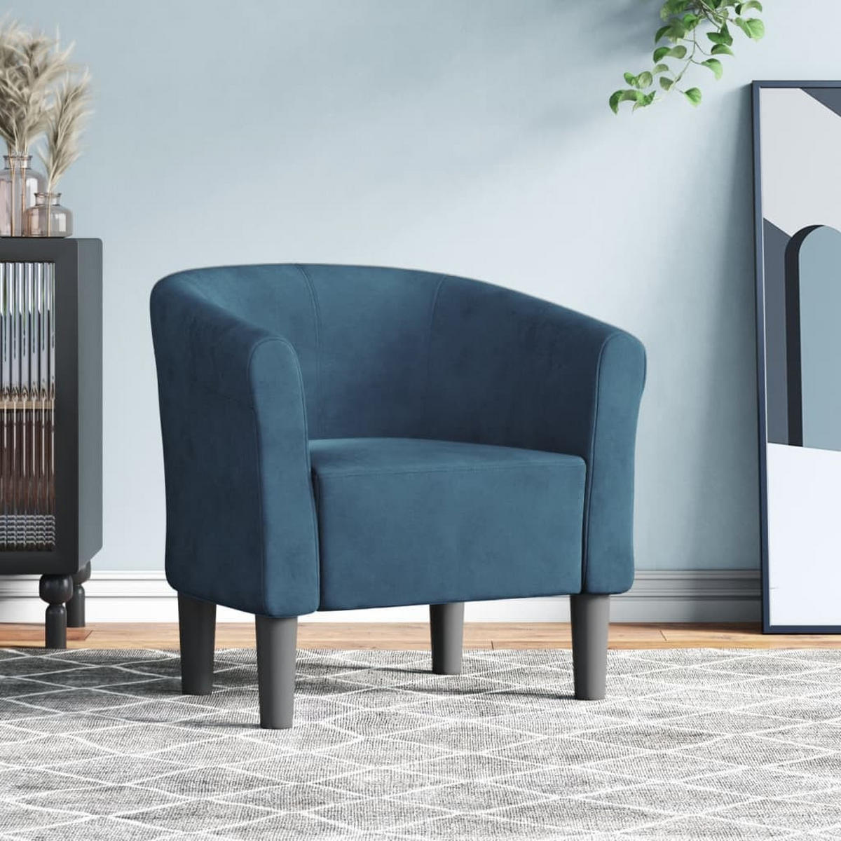 CLUBSESSEL Dunkelblau Samt - Dunkelblau, Textil (56/68/70cm) - vidaXL