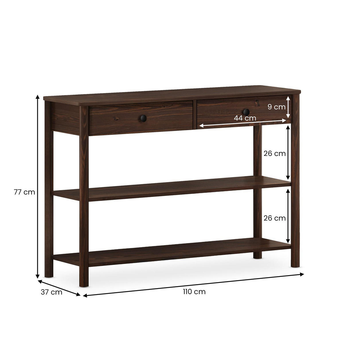 KONSOLENTISCH APOANA - Nussbaumfarben, Holz (36/110/78cm) - IDIMEX
