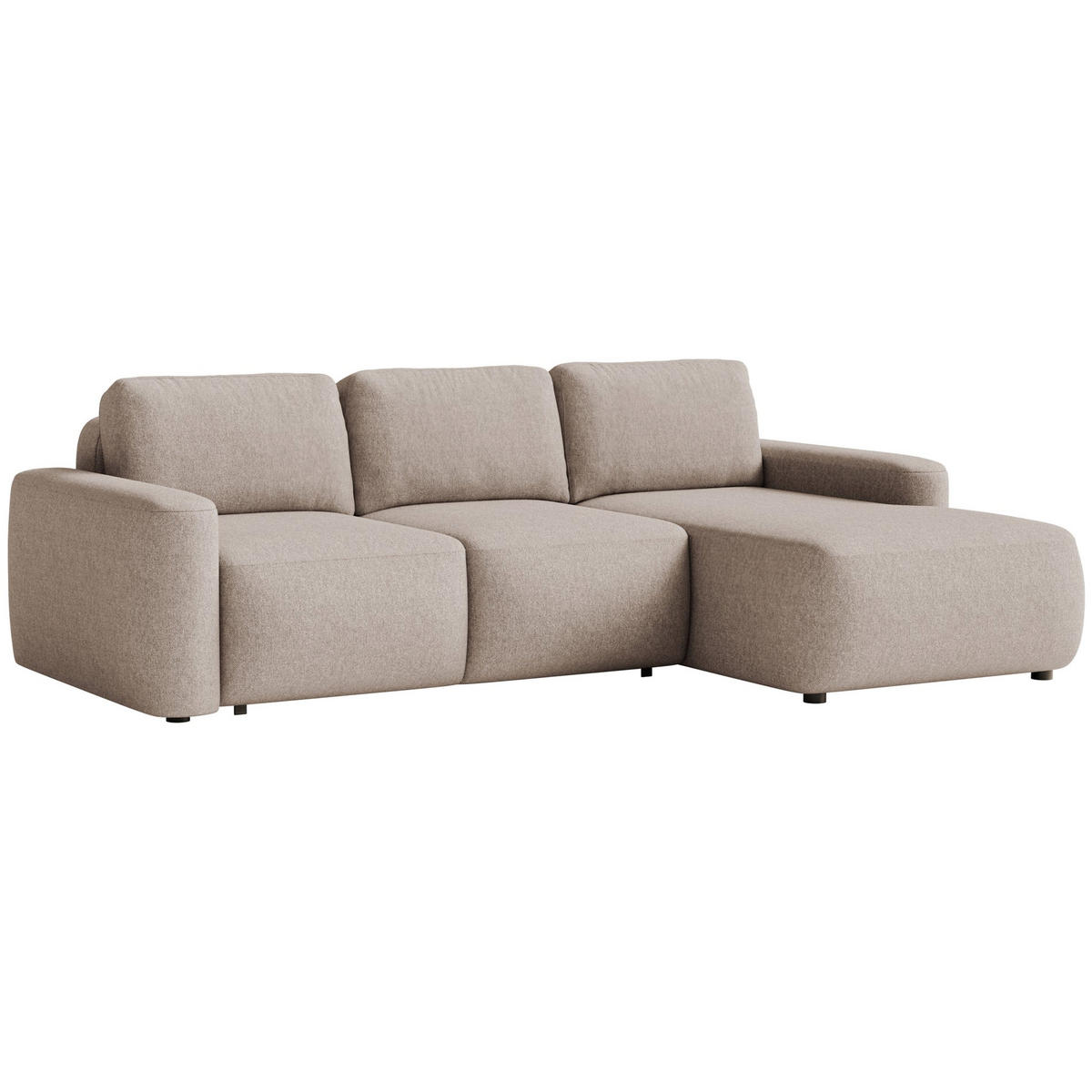 ECKSOFA Carnos Mini Beige Chenille - Beige/Schwarz, Kunststoff/Textil (164/238cm) - Selsey