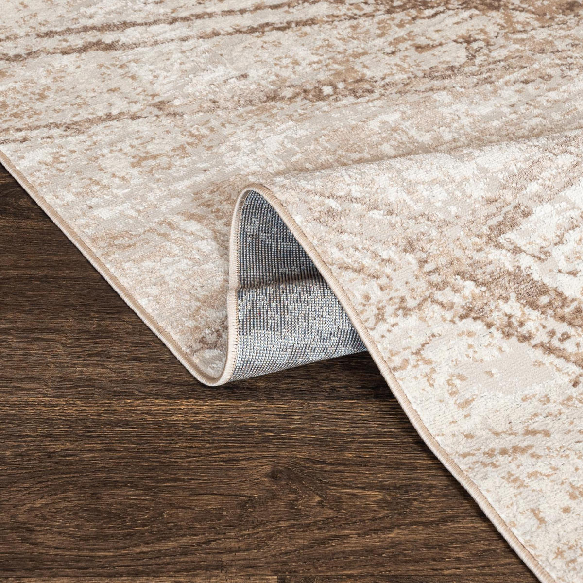 TEPPICH Beige Modern Abstrakt - Kurzflor Rechteckig Stilvoller - Creme - 80 x 150 cm - Beige, Textil (80/150cm) - Mazovia