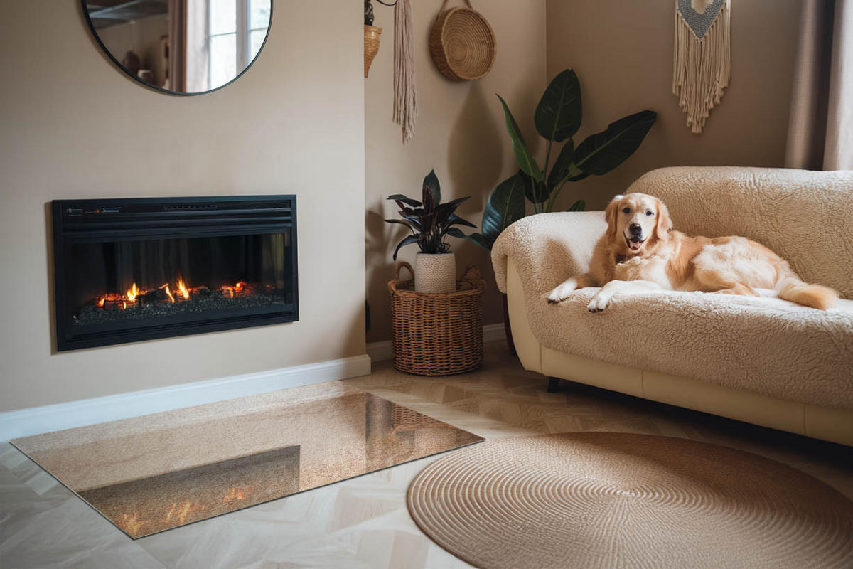 GLASPLATTE für Kamin 120x80 cm - Beige, Glas (120/80/0.4cm) - TULUP