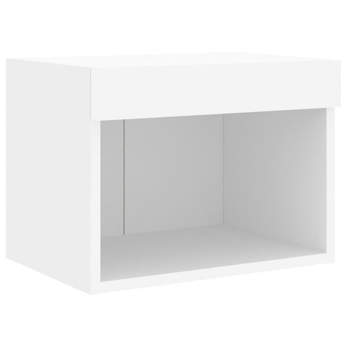 WAND-NACHTTISCH Mit Led-Leuchten Weiss - Weiß, Holzwerkstoff (40/30/30cm) - vidaXL