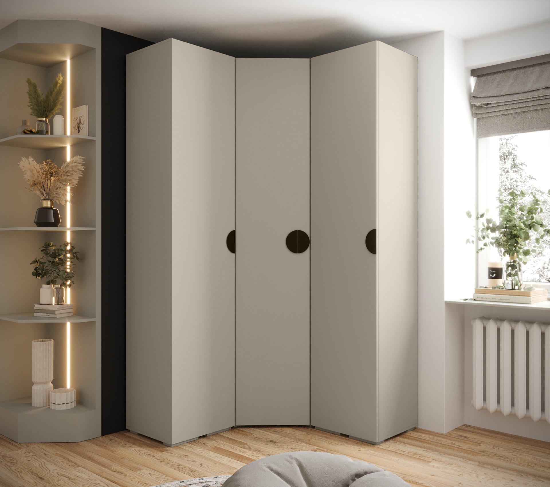 GARDEROBEN-SET 236,7/131,7/47 - Kaschmir/Schwarz, Holz/Kunststoff (131.7/236.7/47cm) - Abiks Möbel