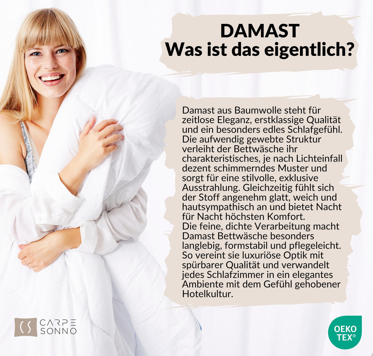 BETTWÄSCHE Damast 135x200 Creme gestreift - Bettbezug aus 100% Baumwolle - Creme, Textil (135/200cm) - Carpe Sonno