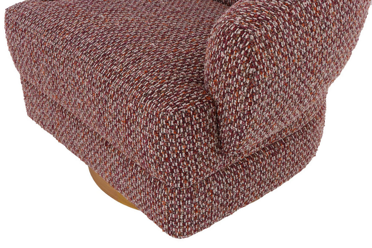 DREHSESSEL Emma, Natur Massiveiche + roter Stoff - Rot, Holz (95/74/88cm) - WOODEK