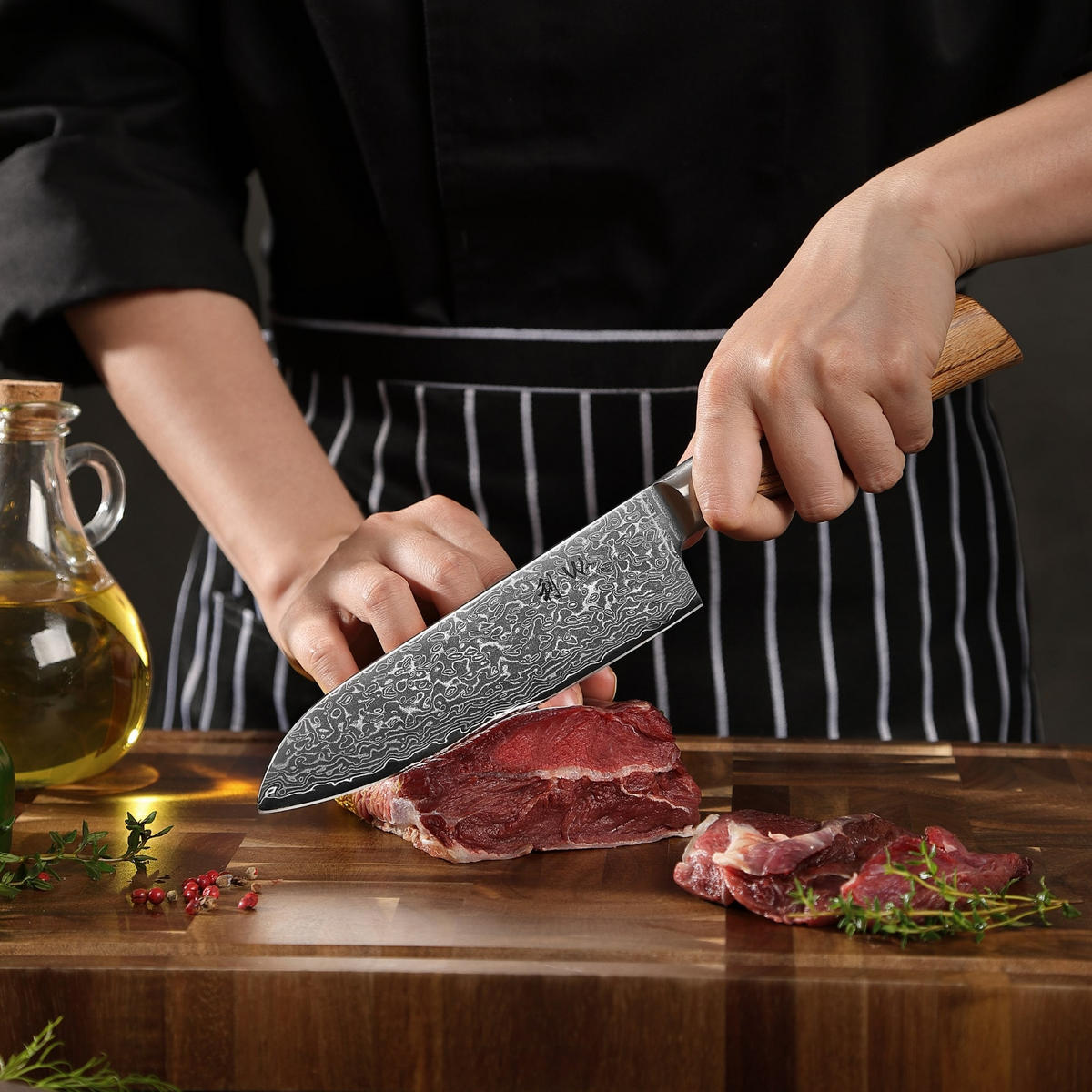 MESSERSET 3-TEILIG 8–16 cm - Braun, Holz/Metall - Wakoli