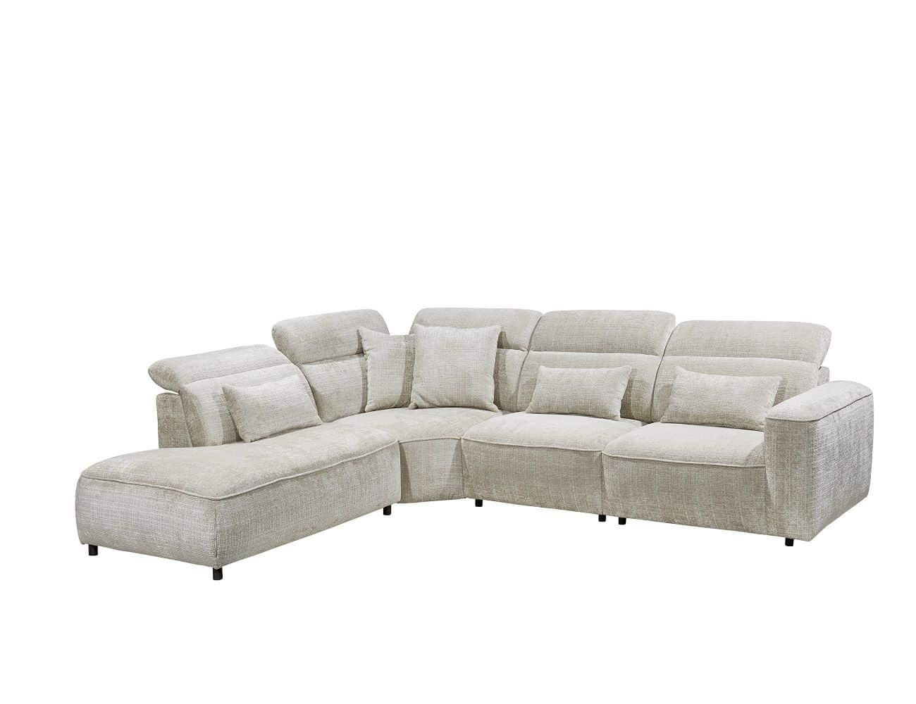ECKSOFA mit 5-fach verstellbare Kopflehnen und pflegeleichter Mikrofaser-Chenille-Bezug - Taupe/Schwarz, Kunststoff/Textil (339/285cm) - ed exciting design