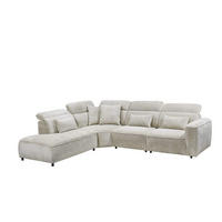 ECKSOFA mit 5-fach verstellbare Kopflehnen und pflegeleichter Mikrofaser-Chenille-Bezug - Taupe/Schwarz, Kunststoff/Textil (339/285cm) - ed exciting design