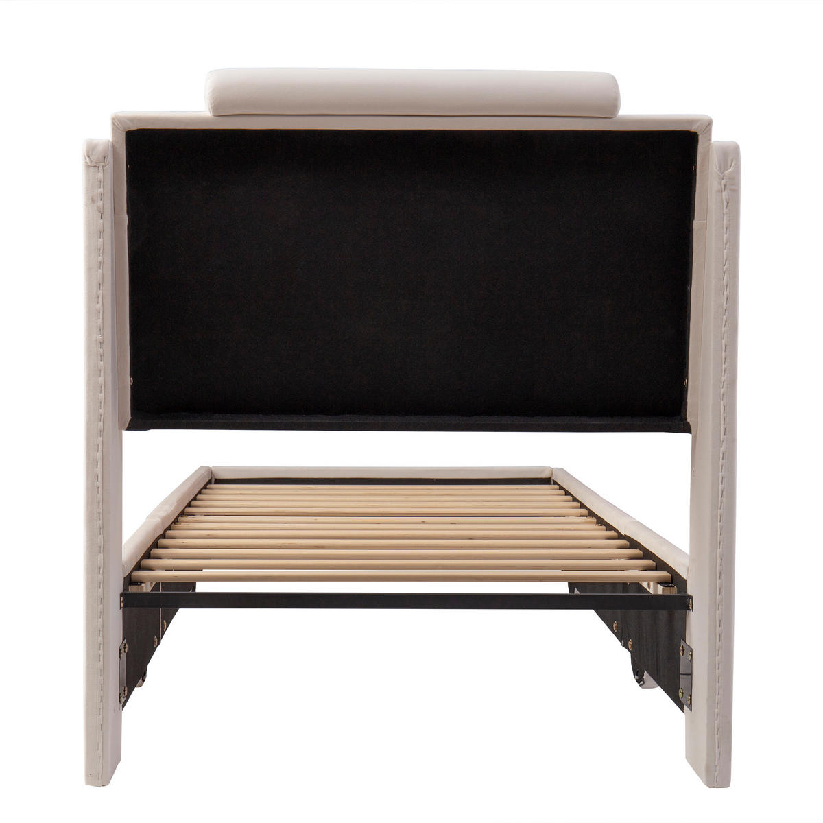 AUTOBETT 90/200 cm mit LED-Rädern, DE-41742, in Cremeweiß - Beige, Holz (90/200cm) - ComfortXL