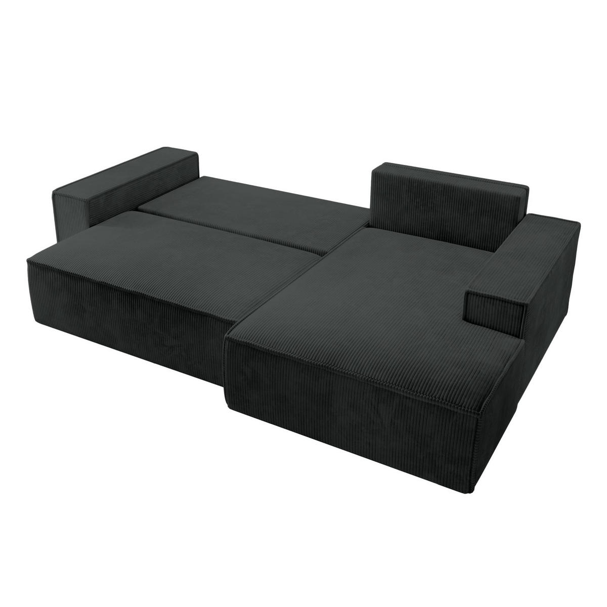 ECKSOFA Farese New Schwarz Cord - Schwarz, Kunststoff/Textil (167/267cm) - Selsey