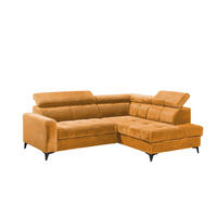 ECKSOFA mit elektronische Sitztiefenverstellung, USB-Anschluss und stilvollem Breitcord-Bezug - Gelb, Textil (200/243cm) - ed exciting design