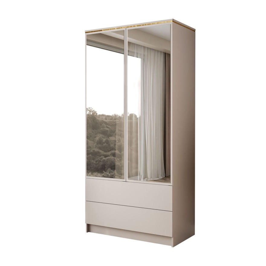 KLEIDERSCHRANK AURORA KASCHMIR 2D2S mit Schubladen - Kaschmir, Holzwerkstoff (100/210/57cm) - Lookway