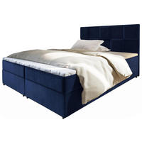 BOXBETT PRATA 160x200 cm mit Matratze und Topper - Blau - Blau, Holz (160/200cm) - MASSENO