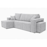 ECKSOFA Mit Schlaffunktion Und Pouf, Cordstoff Tilia, Grau, Links, Best L Mit Pouf - Grau, Holz (244/145cm) - Kaiser Möbel