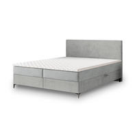 BOXBETT TORREL 140x200 cm mit Matratze und Topper - Hellgrau - Hellgrau, Holz (140/200cm) - MASSENO
