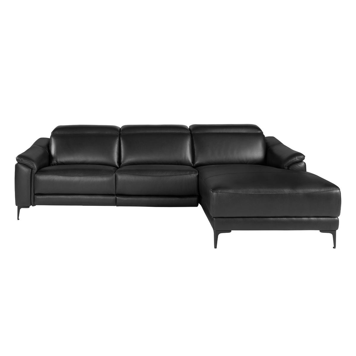 ECKSOFA Rechtes Chaiselongue-Relaxsofa aus schwarzem Leder 272/168/96 cm - Schwarz, Leder (272/168cm) - ANGEL CERDA