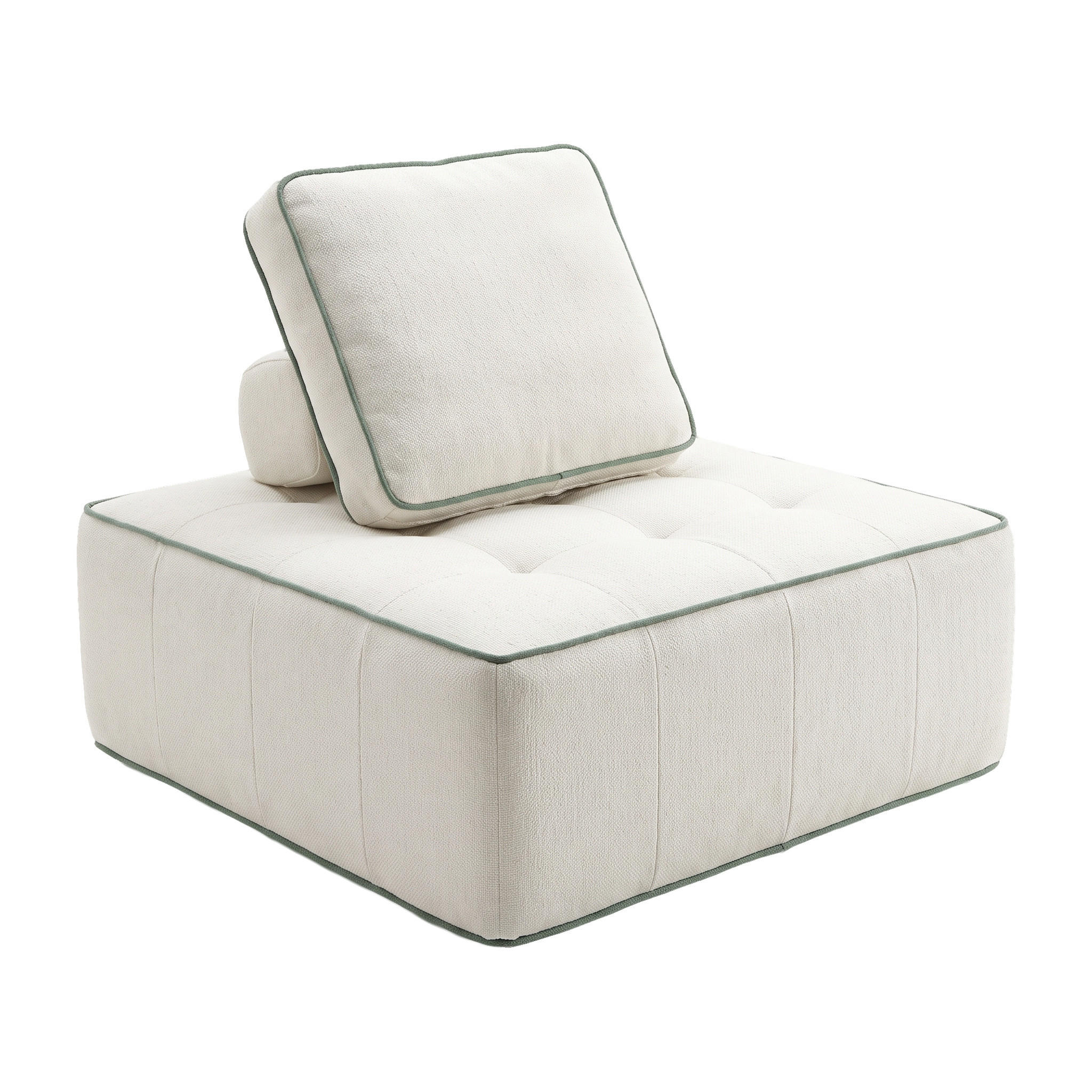 SESSEL Zen Weiß und Salbei 1-Sitzer - Salbeigrün/Weiß, Textil (100/75/100cm) - COCO Living