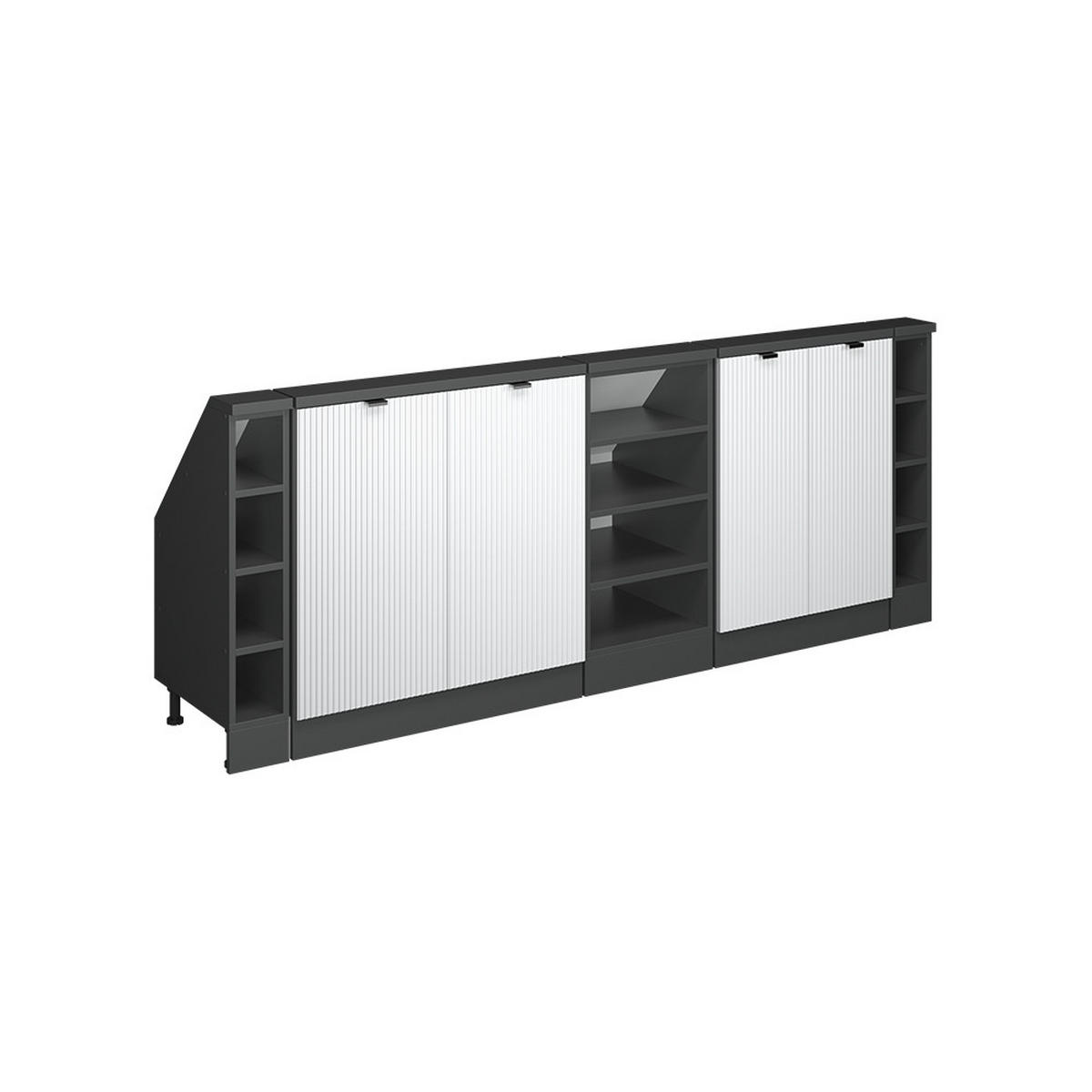 DACHSCHRÄGENSCHRANK-SET Rion Weiß Riffel 210 cm 5er Set - Weiß, Holzwerkstoff (210/81.6/46cm) - Vicco