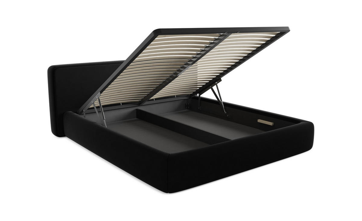 POLSTERBETT mit Bettkasten und Lattenrost 180x228 Grün - Dunkelgrün/Schwarz, Kunststoff/Textil (160/200cm) - Makamii