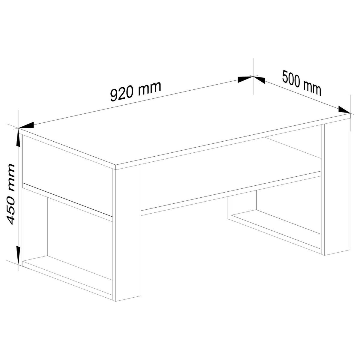 COUCHTISCH Rechteckig Eiche Artisan - Weiß 92/45/50 cm - Eiche Artisan/Weiß, Holzwerkstoff (50/92/45cm) - designimpex