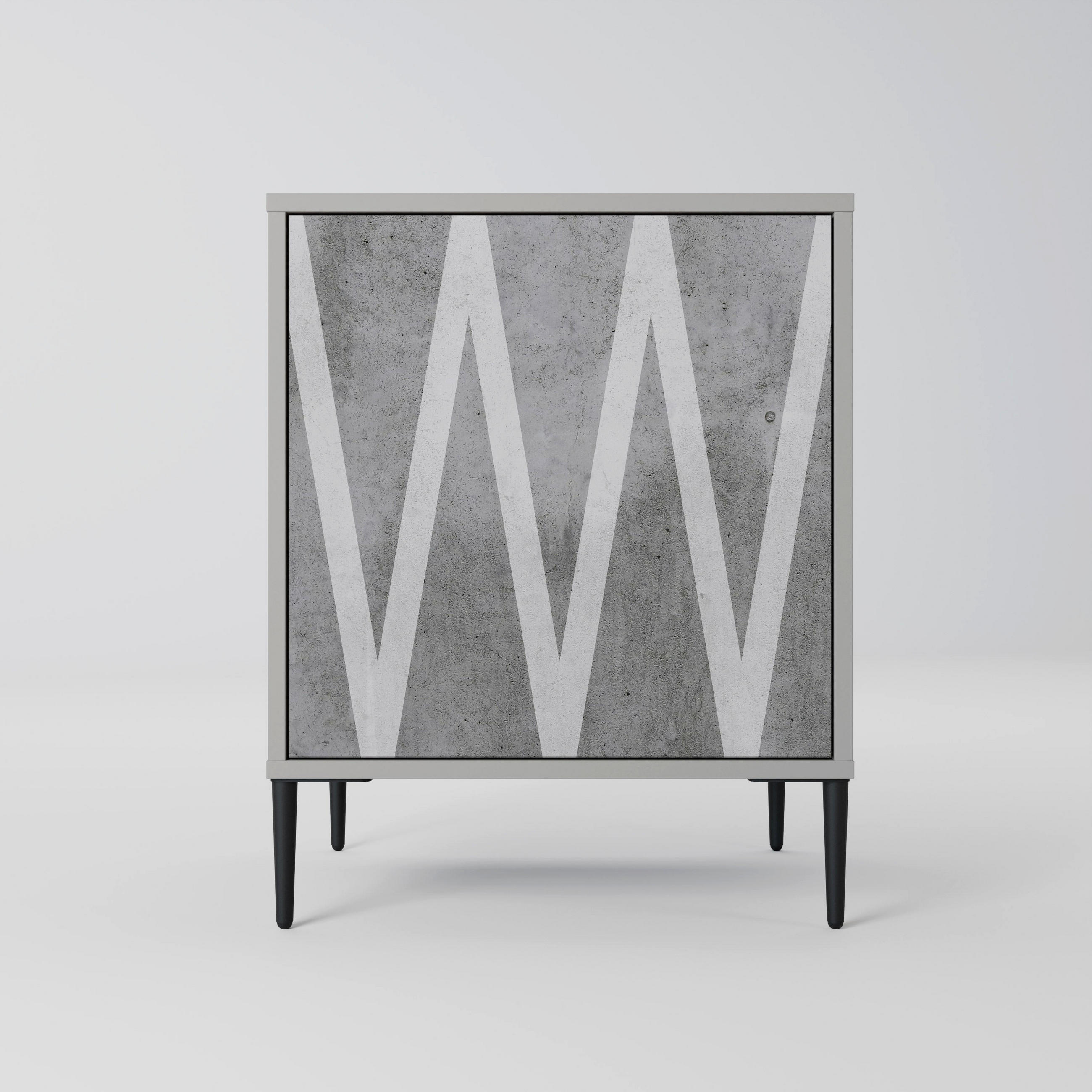 SIDEBOARD SOLID ZIG ZAG, Grau, 57,5x42x72,5 cm, Schwarze Metallfüße - Multicolor/Schwarz, Holzwerkstoff/Metall (57.5/72.5/42cm) - SpaceRebels