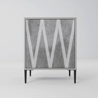 SIDEBOARD SOLID ZIG ZAG, Grau, 57,5x42x72,5 cm, Schwarze Metallfüße - Multicolor/Schwarz, Holzwerkstoff/Metall (57.5/72.5/42cm) - SpaceRebels