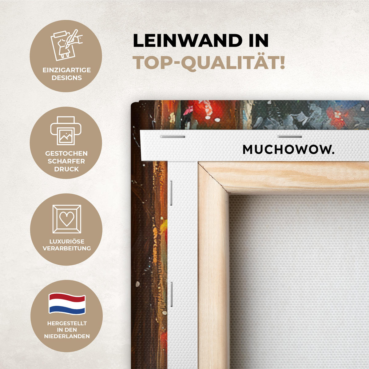 LEINWANDBILD Katze - Weihnachten - Winter - Tier 50x50 cm - Bernsteinfarben, Textil (50/50cm) - MuchoWow