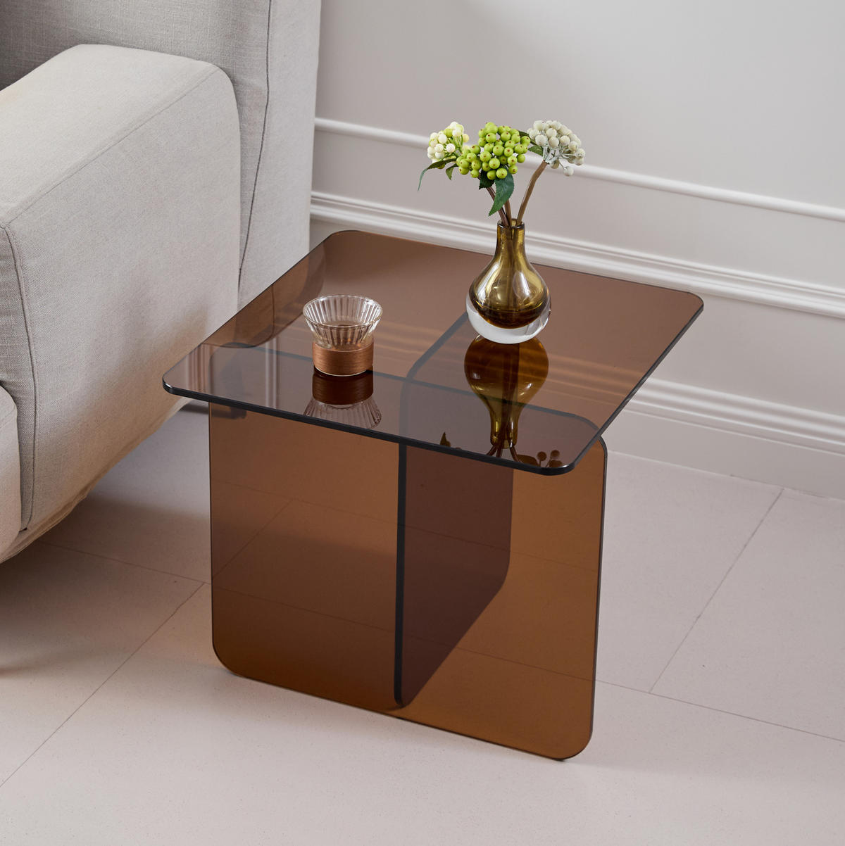 BEISTELLTISCH 45 x 45 x 51 cm Glas Brown - Braun, Glas (45/45/51cm) - Meubliv